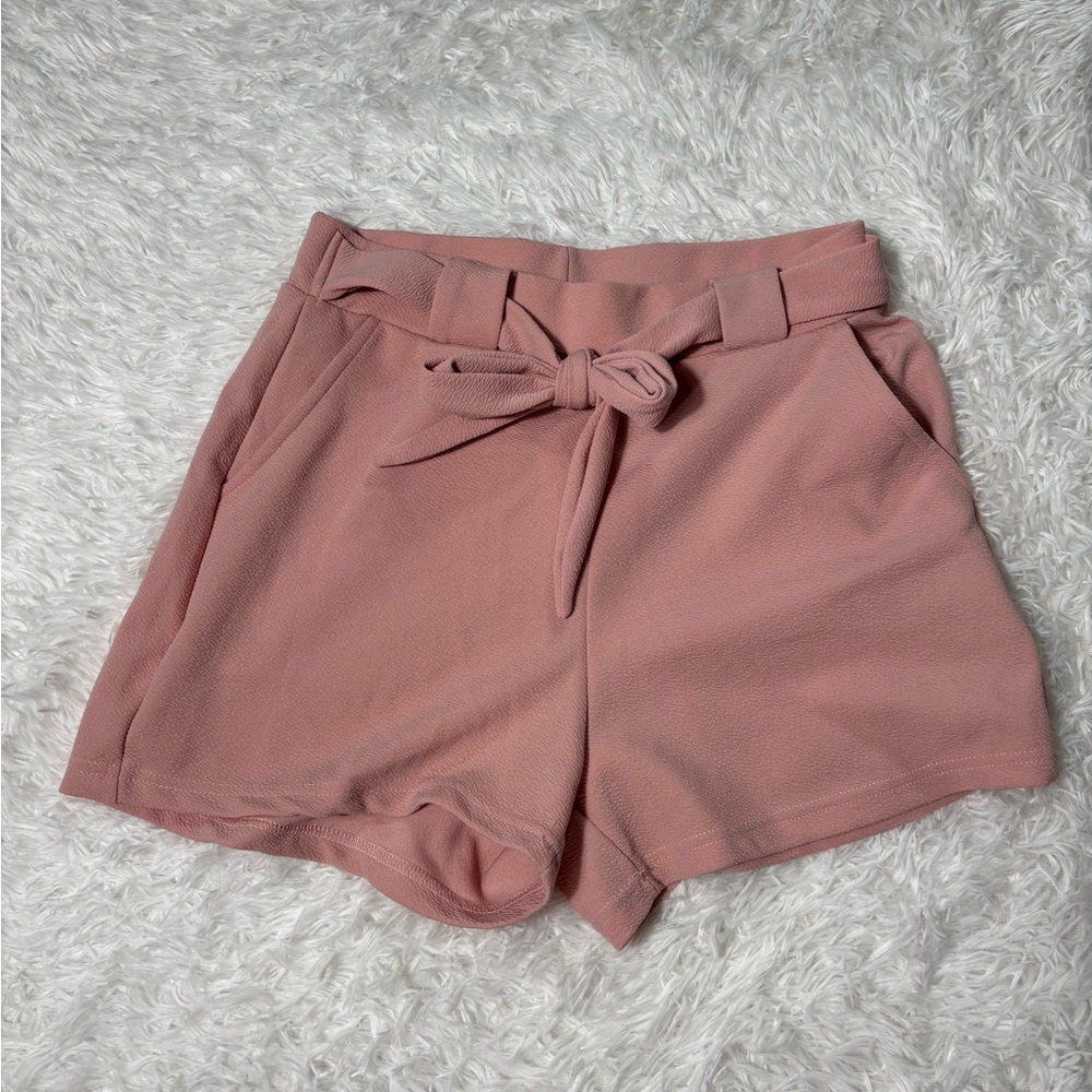 Women's Pink Tie-Waist Shorts
